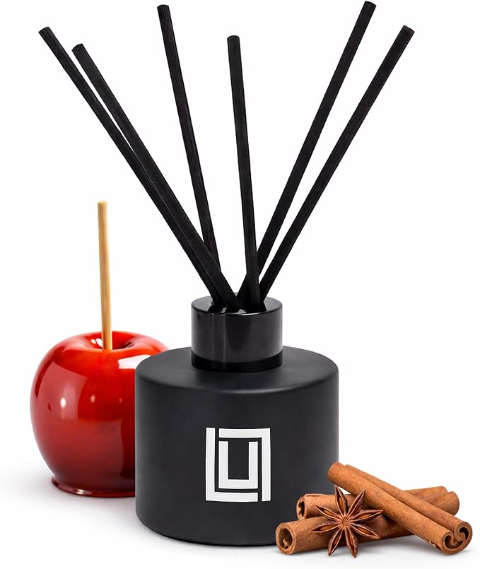 Reed Diffuser Set | Candied Apples & Spices | 6 Reed Sticks | Scent Diffuser for Bedroom Bathroom Living Room & Office (4.2 FL Oz.)