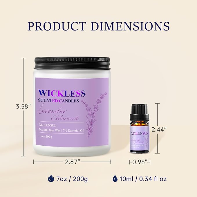 Lavender Cedarwood Wickless Candle for Candle Warmer Lamp with 10ml Essential Oil for Custom Aroma, Flameless Non-Toxic Soy Scented Candle for Home, Mother's Day or Birthday Gift for Women & Men