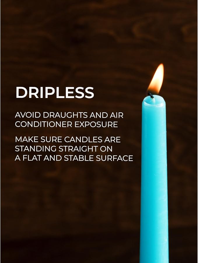 CANDWAX 12 inch Turquoise Taper Candles Pack of 4 - Unscented Smokeless Dripless Teal Candlesticks - Perfect for Holidays, Ordinary Dinners and Special Occasions - Tall Taper Candles