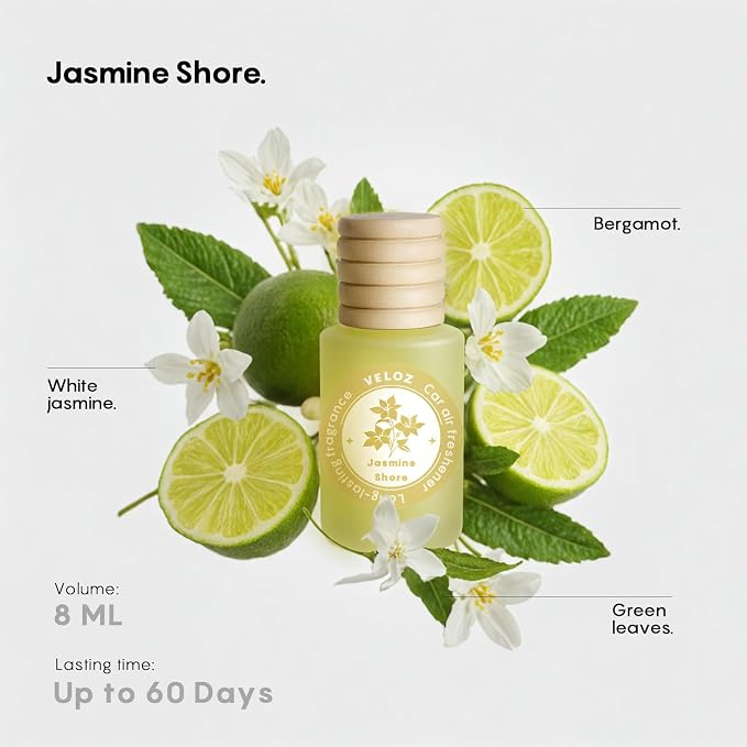 Car Air Freshener-Jasmine Shore Scent Car Fresheners Long Lasting Essential Oil Car Diffuser- Cute Car Accessories for Women Interior without Methyl Carbitol&Hexylene Glycol
