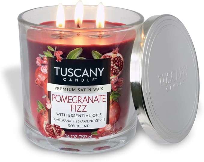 Tuscany Candle Pomegranate Fizz: Pomegranate & Sparkling Citrus Scented Candle, 14 oz