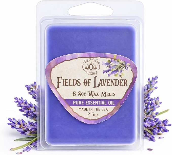 Lavender Essential Oil Wax Melts for Wax Warmers – Long‑Lasting Fields of Lavender Aromatherapy Wax Melt Cubes, 4 Pack (24 Cubes), Made in USA