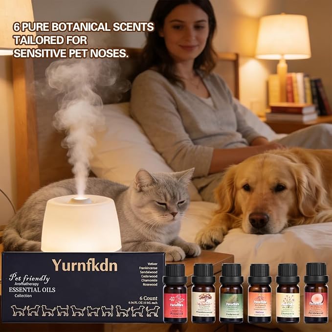 Pet Friendly Aromatherapy Essential Oils Collection,Safe for Dogs and Cats,Natural Relaxation and Stress Relief,Suitable for Aromatherapy Diffuser Bottles,Incense Sticks, and Candles Making (6, small)