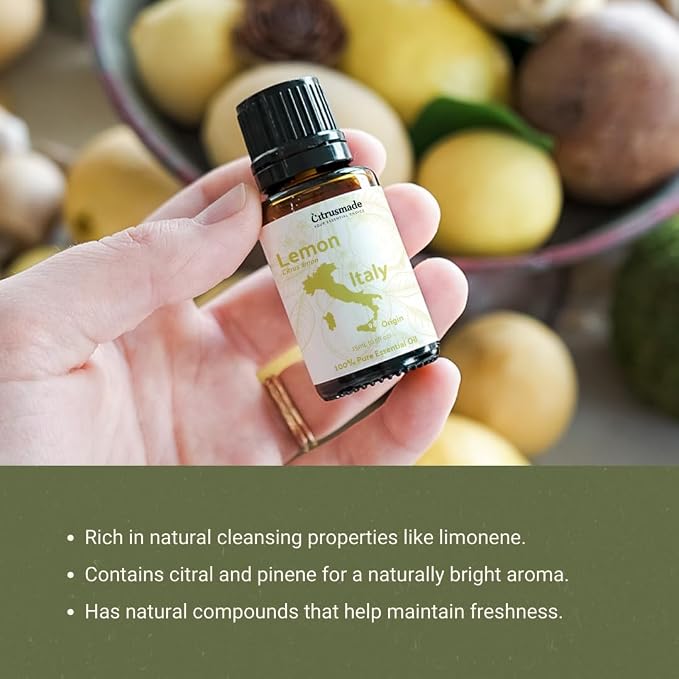 Lemon Essential Oil - Direct from Citrusmade Southern Italy - Cold Pressed - Aceite de Limón for Aromatherapy, Massage, Diffuser, DIY Candle and Soap Making - 2lbs
