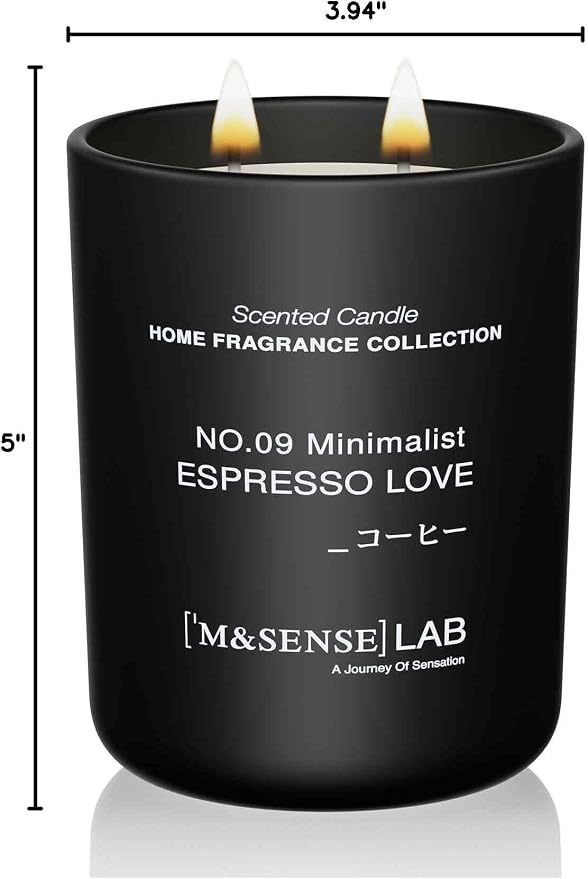 M&SENSE Natural Soy Large Candle| Espresso Coffee | 16.6 oz, 95H Burn | Mini Spring Scented Candles for Relaxation,Meditation, Home Décor | for Bedroom, Office, Party