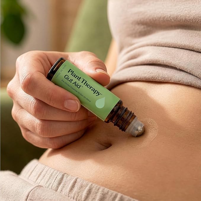 Plant Therapy Gut Aid Essential Oil Blend Roll-On 10 mL (1/3 oz) 100% Pure, Pre-Diluted Roll-On, Supports Healthy Digestion, Ready for Topical Application