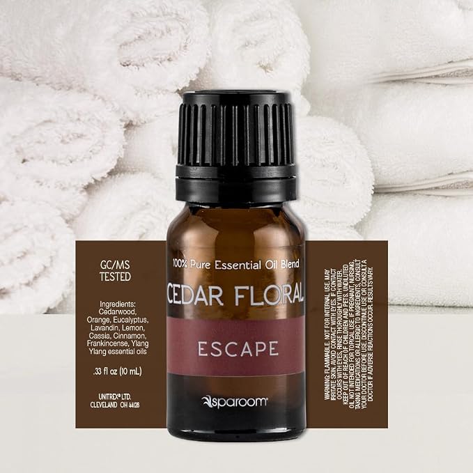 SpaRoom Aromatherapy 100% Pure Undiluted Essential Oil, Escape Cedar Floral Blend, 10 mL