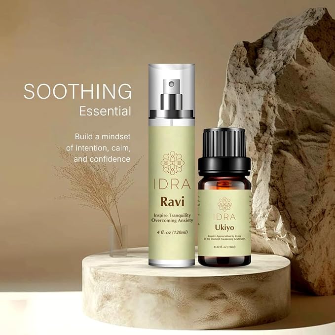 IDRA Morning Clarity Set – Energizing Essential Oil & Face Mist Duo | Boost Focus, Positivity & Morning Energy | Natural Aromatherapy Gift Set for Clarity & Balance (Ravi Mist + Ukiyo Oil)