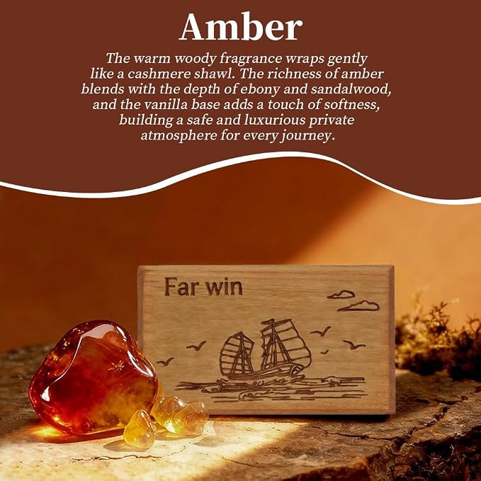 Car Air Freshener -Original pattern designer-Car Odor Eliminator - Long Lasting Scent -Essential Oils-Applicable to cars, drawers, wardrobes, and various scenarios- (Amber - CLIP INCLUDED)