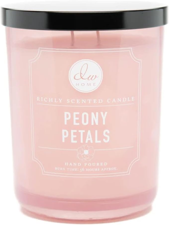 DW Home Peony Petals Scented Candle for Home, 15 oz, Large Double Wick Candle Jar, Up to 56H Burn Time, Luxury Scented Candle for Relaxation, Gifting, Home Décor