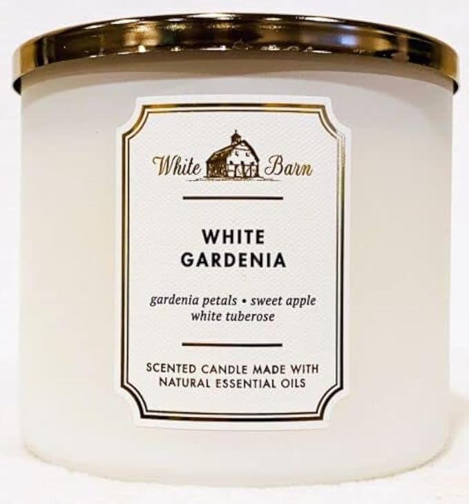 Bath & Body Works, White Barn 3-Wick Candle w/Essential Oils - 14.5 oz - New Core Scents! (White Gardenia)
