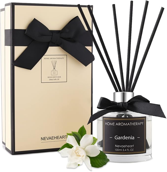 Reed Diffuser Set,Gardenia Reed Diffuser Gifts for Women,3.4oz(100ml) Reed Diffuser with Sticks, Home Fragrance Reed Diffuser for Living Room, Office & Bathroom Shelf