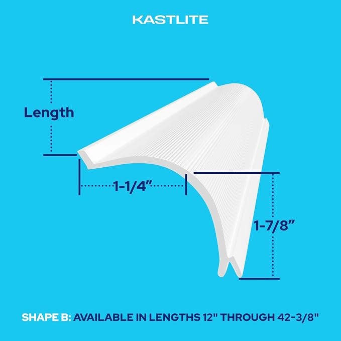 KASTLITE C-Shaped Under Cabinet Light Cover Replacement | White Ribbed Acrylic Undercabinet Lens Diffuser | 33-5/16"L x 1-7/8"W x 1-1/4"H | Under Counter Lights for Kitchen Bathroom & Vanity | Shape B