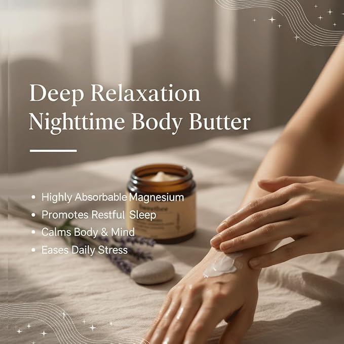 SweetBee Sleep Magnesium Butter,Soft Spring Magnesium Cream with Shea & Mango Butter, Arnica & Essential Oils, Nighttime Magnesium Lotion for Leg, Foot, Original Lavender 4oz