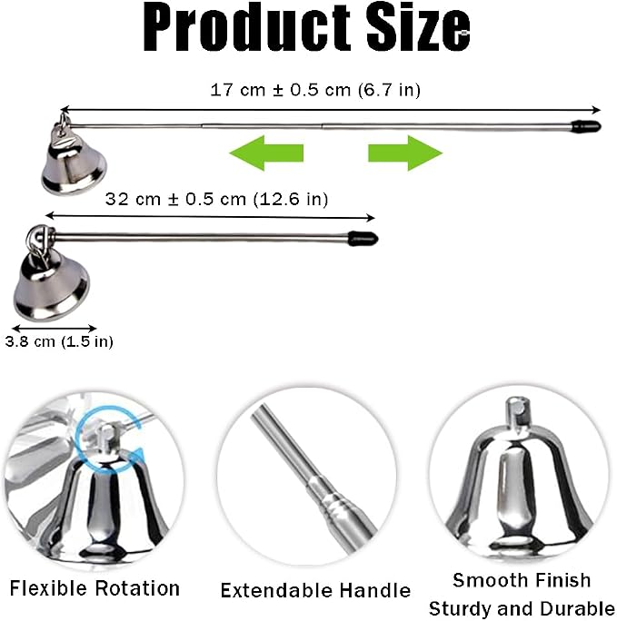 Ouliget Candle Snuffer with Extendable Long Handle,Polished Stainless Steel Wick Flame Snuffer for Tea Light Candles,Candle Tool for Putting Out Extinguishing Flame Safely
