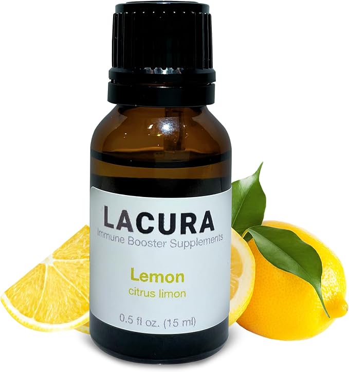 Lacura Pure Lemon Essential Oil for Diffusers - Cold Pressed Citrus Oil from Fresh Peels for Home Aromatherapy, Gut Health & Mood Support - 100% Pure Natural Wellness Oil, 15ml