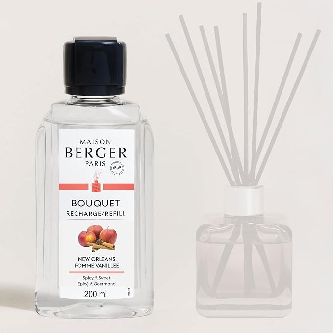 MAISON BERGER Reed Diffuser Refill, 200 ml, New Orleans | Fragrance Refill for Reed and Ceramic Diffusers, Passive Diffusion, ~6 Weeks, No Flame or Electricity, Made in France