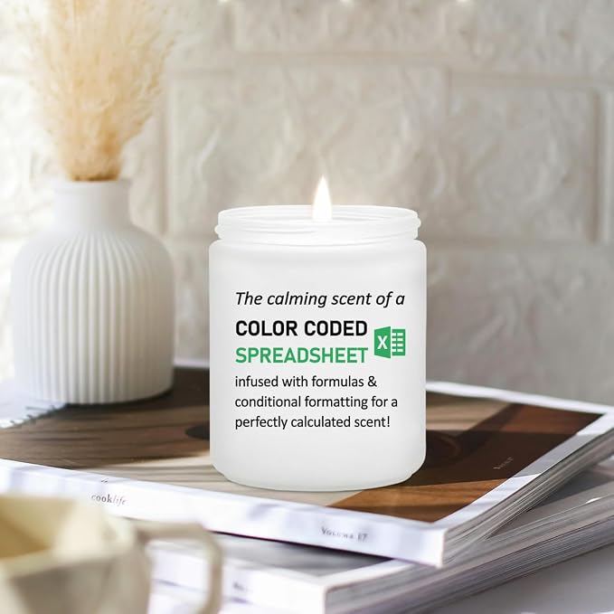 Accountant Gifts, Data Analyst, Marketing Specialist Funny Gifts - Humor Ideas Excel Spreadsheet Present for Coworker, Colleague, Friend, Boss - Lavender Scented Candle