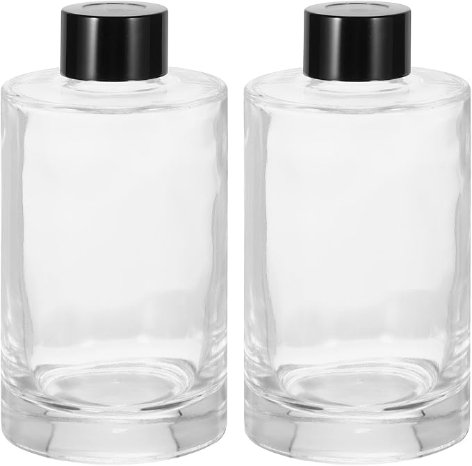 HARFINGTON 2pcs 200ml/6.8oz Empty Glass Diffuser Bottle 4.9" x 2.5" Refillable Fragrance Accessories Aromatherapy Jar Container for Replacement Reed Diffuser DIY Home Bathroom Transparent