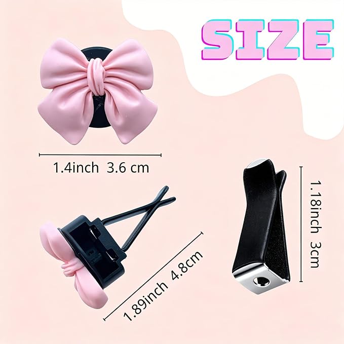 6 pcs Pink Bow Car Air Vent Clips Coquette Cute Girly Car Decor Accessories Interior Aesthetic Decorations Charm Stuff for Women Girl
