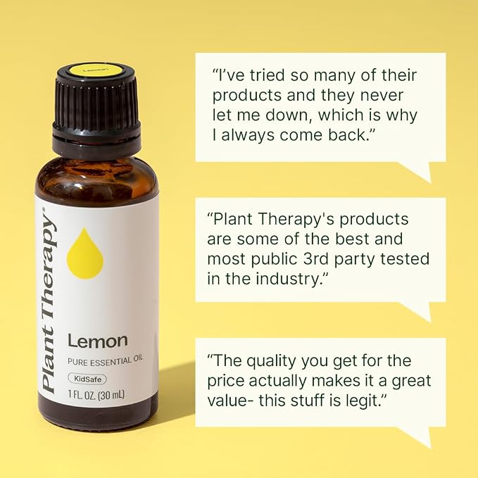 Plant Therapy Lemon Essential Oil for Diffuser 30 mL (1 oz) 100% Pure, Undiluted, Natural Aromatherapy, Lemon Oil for Skin & Cleaning, Therapeutic Grade