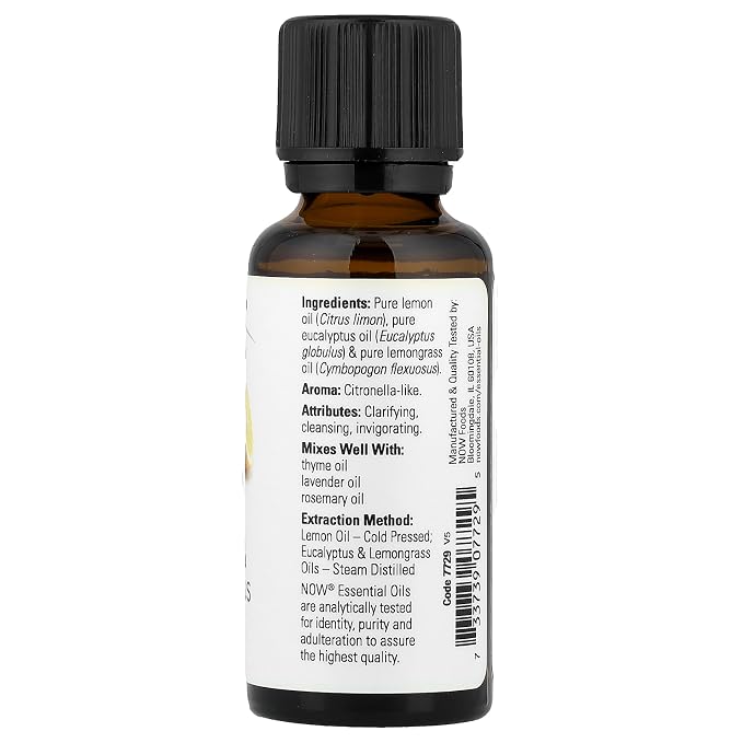 NOW Foods Lemon-Eucalyptus Oil, 1 oz Liquid