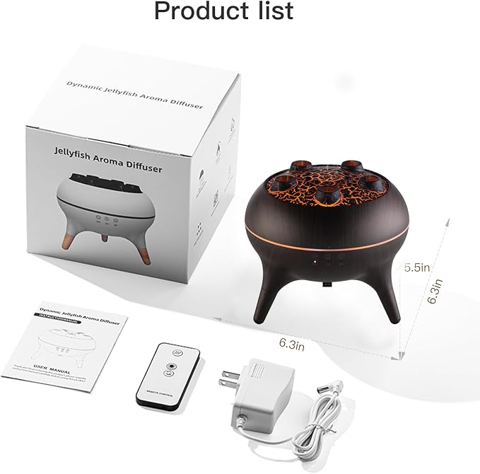 Essential Oil Diffuser 250ML,Jellyfish Diffuser Air Humidifiers Sound Pickup Ultrasonic Aromatherapy Diffuser Remote Control 7 Color Lights for Home Bedroom Office Hotel (Brown Color)
