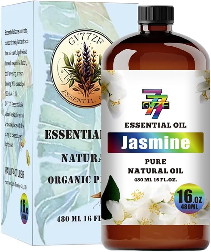 Jasmine Essential Oil, Jasmine Oils, for Diffuser, Massage, Humidifier, DIY Candles, Soap, Bedroom, Yoga, Gift, Essential Oil, GV77ZF Jasmine Fragrance Oil - 16 fl oz (480 ml)