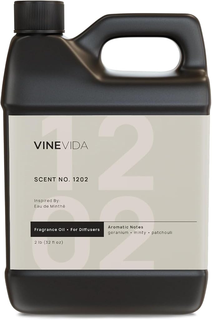 VINEVIDA [32 Fl Oz] Scent NO. 1202 Fragrance Oil for Cold Air Diffusers, Aromatic Notes of Mint, Nutmeg, Rose Oxide & Patchouli Essential Oils for Diffuser Oil Refill & Air Freshener Room Spray