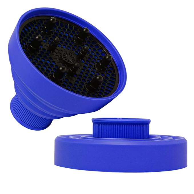 Universal Collapsible Hair Dryer Diffuser Attachment-Foldable Portable Travel and Easy Storage Fit Most Hair Dryers with Nozzle Diameter D-1.575Inch to 1.968 Inch (4-5cm)- Dark Blue