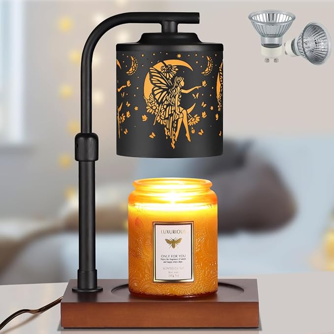 Candle Warmer Lamp with Adjustable Height Dimmable for New Home Decor Electric Candle Warmer for Jar Candles Birthday Gifts for Women Mom(Moon)