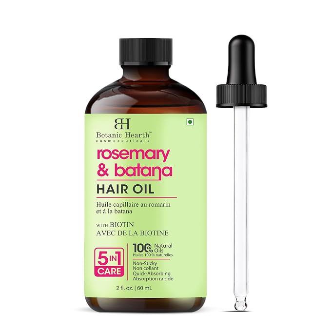Botanic Hearth 100% Pure Rosemary Batana Oil For Hair Growth & Hair Treatment Oils 2 Fl Oz | Infused with coconut Oil | Hair Oil Repairs Dry Damaged Hair, Strengthening, Healthier | All Hair Types