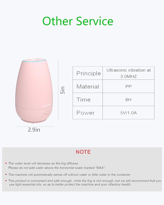Diffuser,USB Plug-in Car Portable Aromatherapy Diffuser,Essential Oils for Diffusers with 7 Colors Lights 2 Switch Mode Waterless Auto Off for Car Home Office Room (Pink)