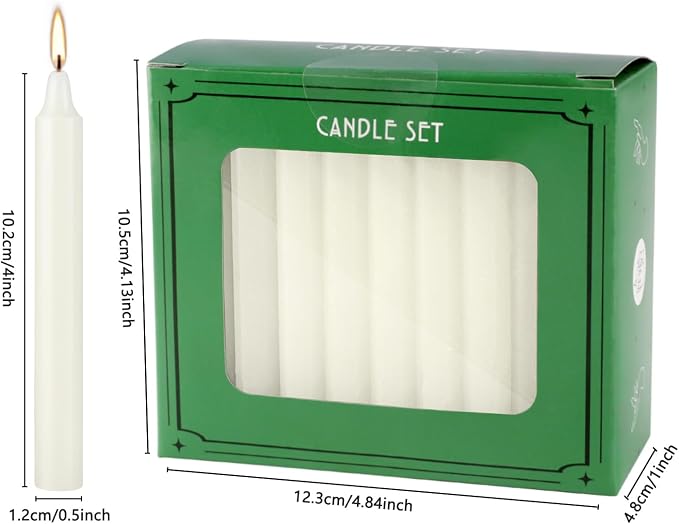 YOROXRG Set of 40 Ivory Candles Mini Unscented Taper Candles for Christmas,Household, Wedding, Rituals, Prayer, Birthdays, Meditation, Altar,Party and Home Décor Candlesticks - 4 Inch Tall