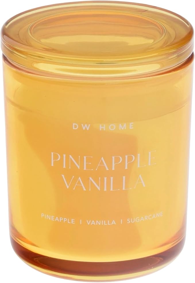 DW Home Pineapple Vanilla Scented Candles, 9 oz Single Wick Medium Jar, Up to 33 Hour Burn Time, Strong Long Lasting Sweet Tropical Fragrance, Gifts for Women & Men