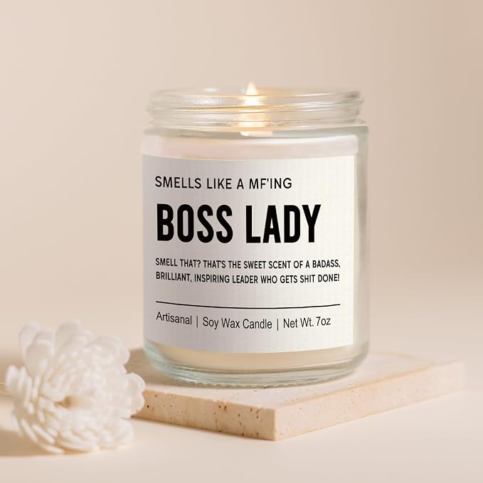 Leebbsin Boss Lady Gifts for Women- Funny Boss Lady Candle Handmade- Best Bosses Birthday Appreciation Gifts for Women, Female, Leader, Manager, Supervisor, Friend, Business Owner, Desk Office Decor