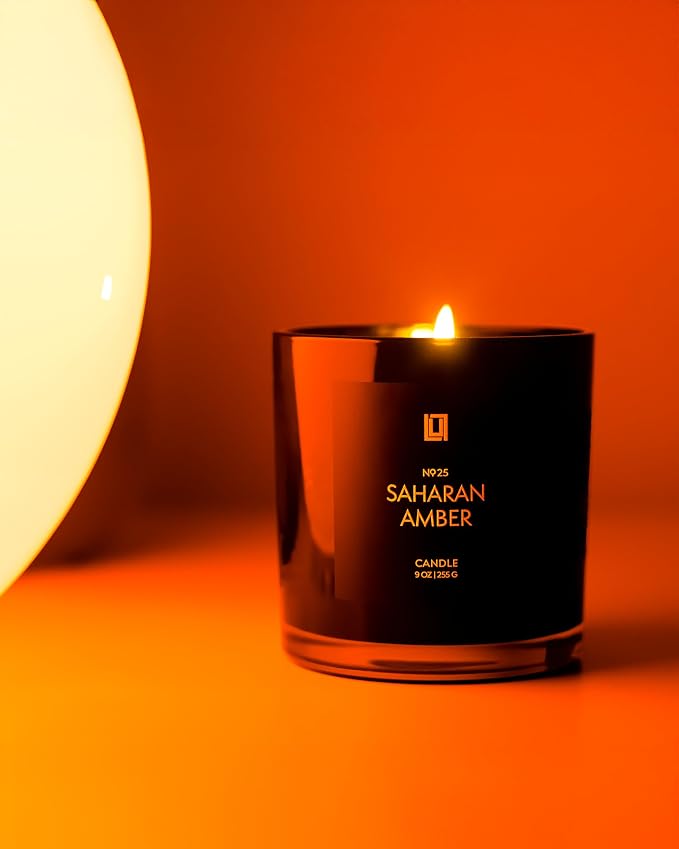 Lulu Candles | Sahara Amber Scented Soy Candle | Warm Amber & Vanilla Fragrance | Luxury Jar Candle | Highly Scented Long Lasting Candle | Home Fragrance Gift (9 Oz.)