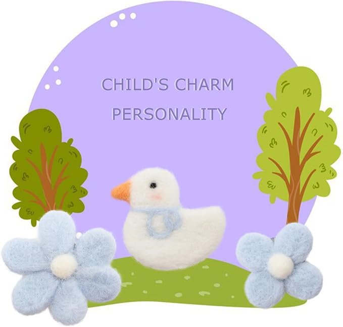 ORIESSE Cute Car Accessories,Duck Flower Air Vent Clips,Handmade Wool Felt Aroma Diffuser,Refillable Girly Car Air Freshener,3pcs White Blue Car Decor