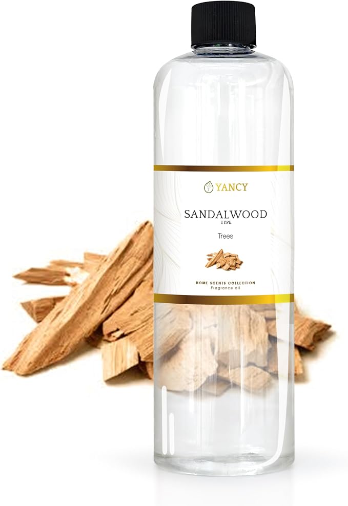 YANCY Sandalwood Luxury Collection Fragrance Oil (16 oz), Smooth Woody Scent, Ideal for Diffusers, Oil Burners & Aroma Lamps, Calming Fragrance for a Centered Space