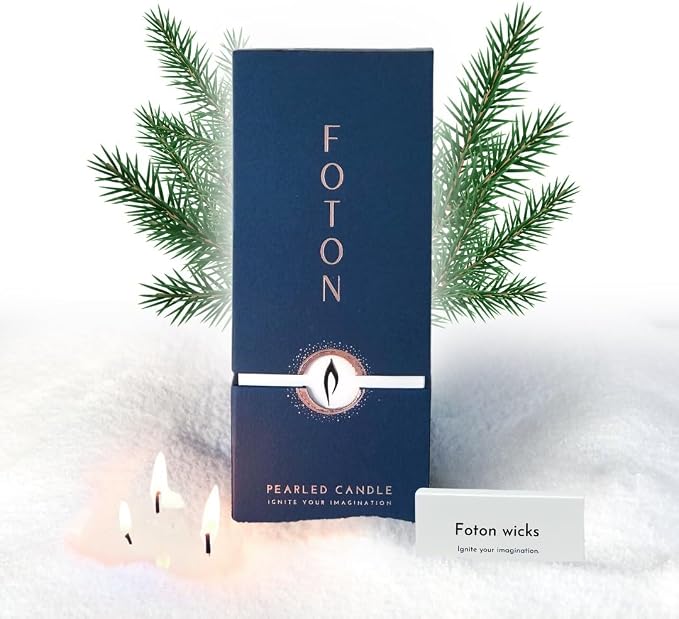 Foton Pearled Candle 18 Oz - Festive Fir Christmas Tree Scented Non Toxic Long Lasting Powder Wax Sand Candles up to 120 Hours - Refillable Pearl Candle Sand with 30 Wicks