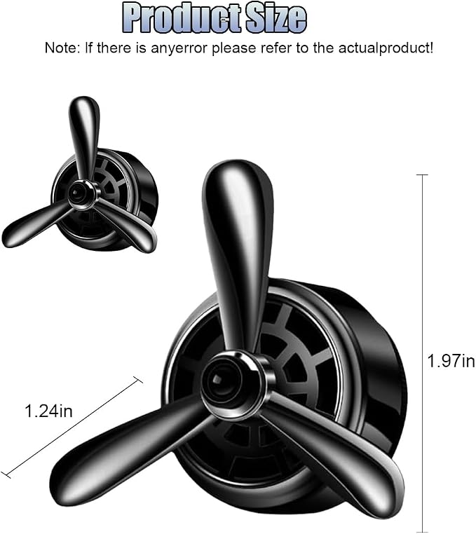 Car Air Condition Outlet Clip, Stylish Propeller Dashboard Air Vent Trim Clips, Air-Driven Diffuser, Creative Automotive Interior Decoration Accessories for Women Men (Black, 2PCS)