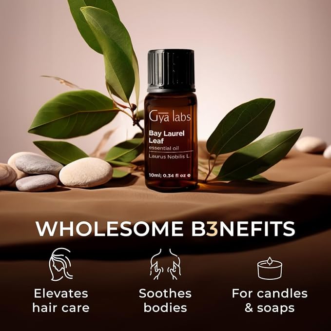 100% Pure Bay Leaf Essential Oil - 0.34 Fl Oz - Bay Leaf Oil for Hair, Skin, Diffuser, Aromatherapy & DIY Candle Making Scent