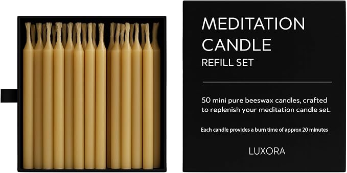 20 Minute Pure Beeswax Candles, Beeswax Meditation Candles, Refill Pack of 50 Mini Candles, Stress Releif Gifts for Women,Non Toxic Candle Made in Australia (Refill Pack 50pcs)