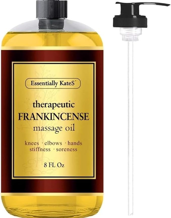 Essentially KateS Frankincense Oil Massage Oil – Body Oil for Sore Muscles, Back, Neck & Shoulders with Frankincense, Lavender & Sweet Orange, 8 fl oz