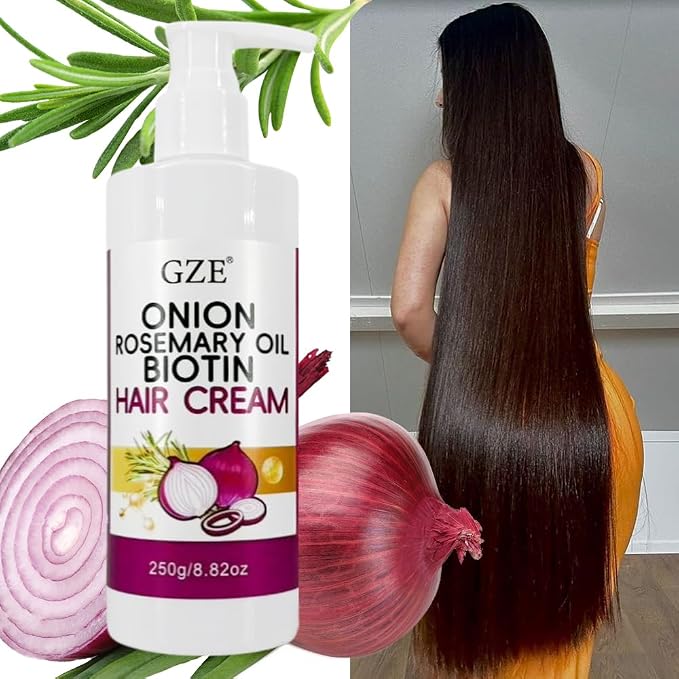 GZE Hair Growth Cream with Onion, Rosemary Oil & Biotin | Strengthens Hair, Reduces Breakage | Nourishing Scalp Care for Thicker, Healthier Looking Hair Butter