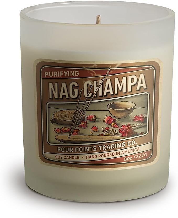 Nag Champa Scented 8 Oz Soy Aromatherapy Candle w/Jar - Four Points Trading Co.