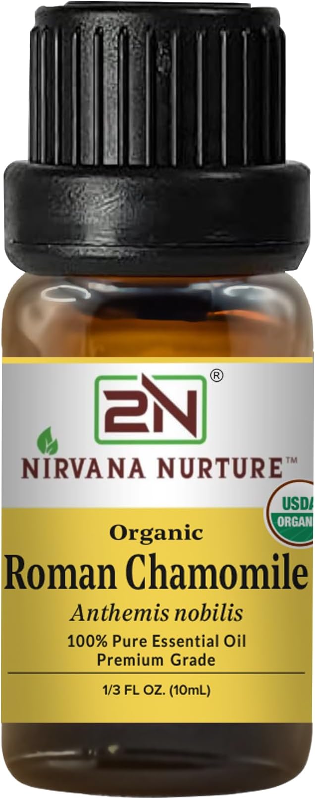 Roman Chamomile Essential Oil, USDA Certified Organic, 100% Pure Undiluted, Aromatherapy Oil for Diffuser, Hair & Skin Care