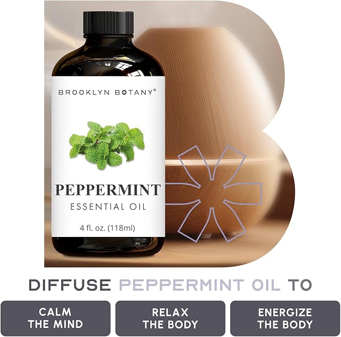 Brooklyn Botany Peppermint & Frankincense Essential Oils – 4 Fl Oz (Pack of 2) – 100% Pure & Natural – Clarity & Calm Aromatherapy Blend