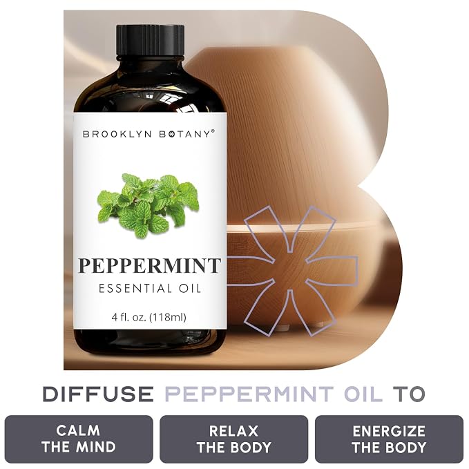 Brooklyn Botany 4 Fl Oz Therapeutic Grade Tea Tree & Peppermint Essential Oil Set - 100% Pure & Natural - Essential Oil for Aromatherapy and Diffuser
