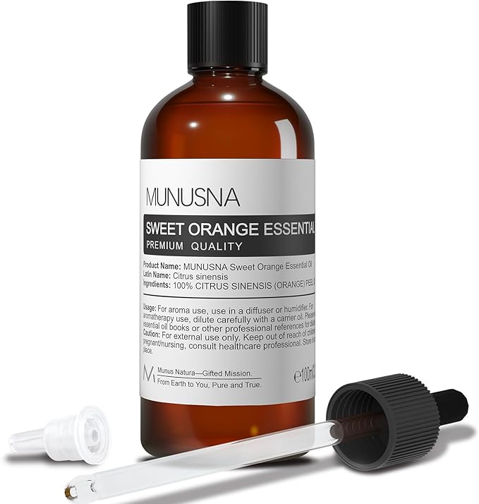 Sweet Orange Essential Oil 100ML, 100% Pure Natural Sweet Oranges Oil Premium Grade Orange Aromatherapy Oils for Diffuser, Skin, Massage, Candle and Soap Making